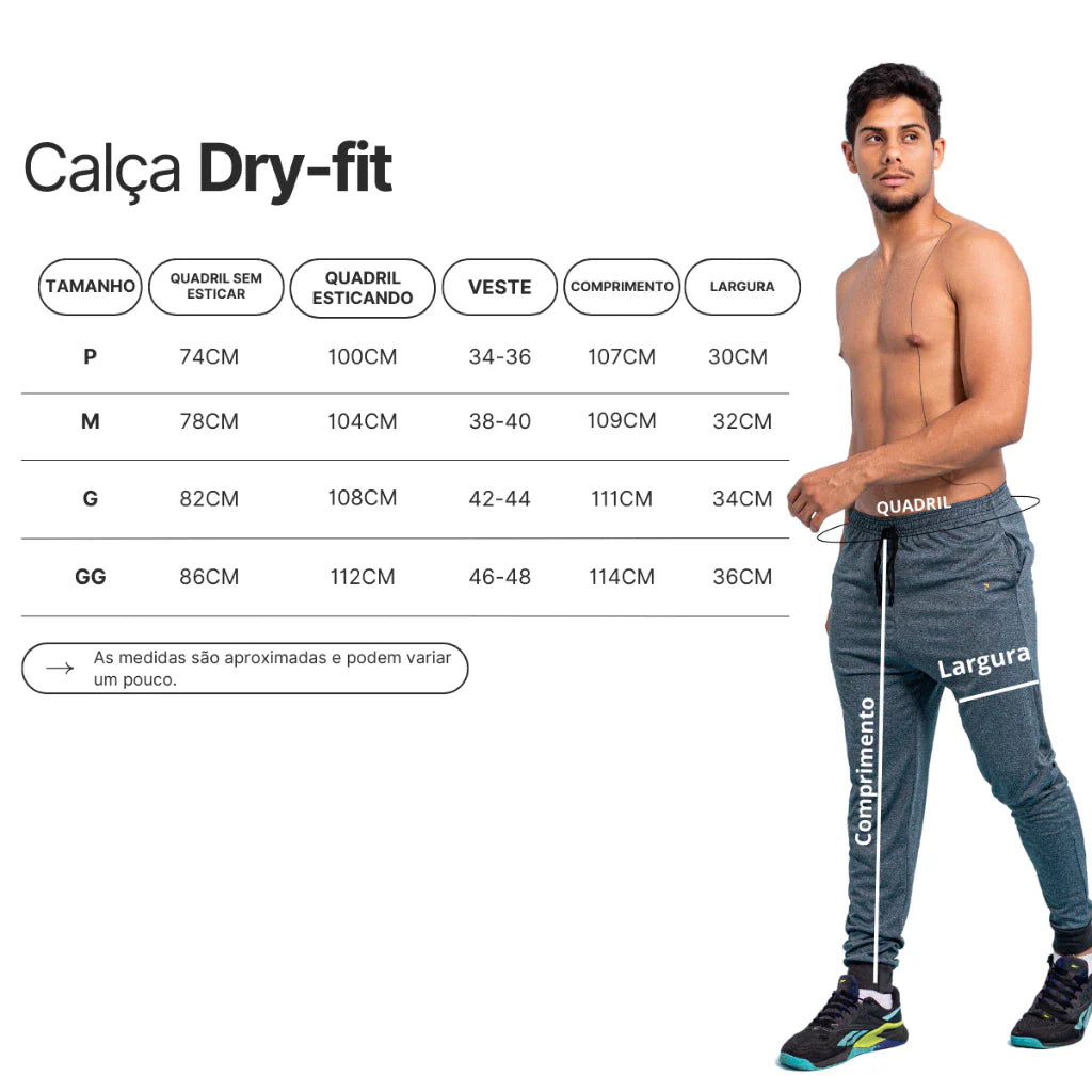 Calça Masculina Dry Fit Tecido Leve Ideal Atividades Físicas Academia Treino