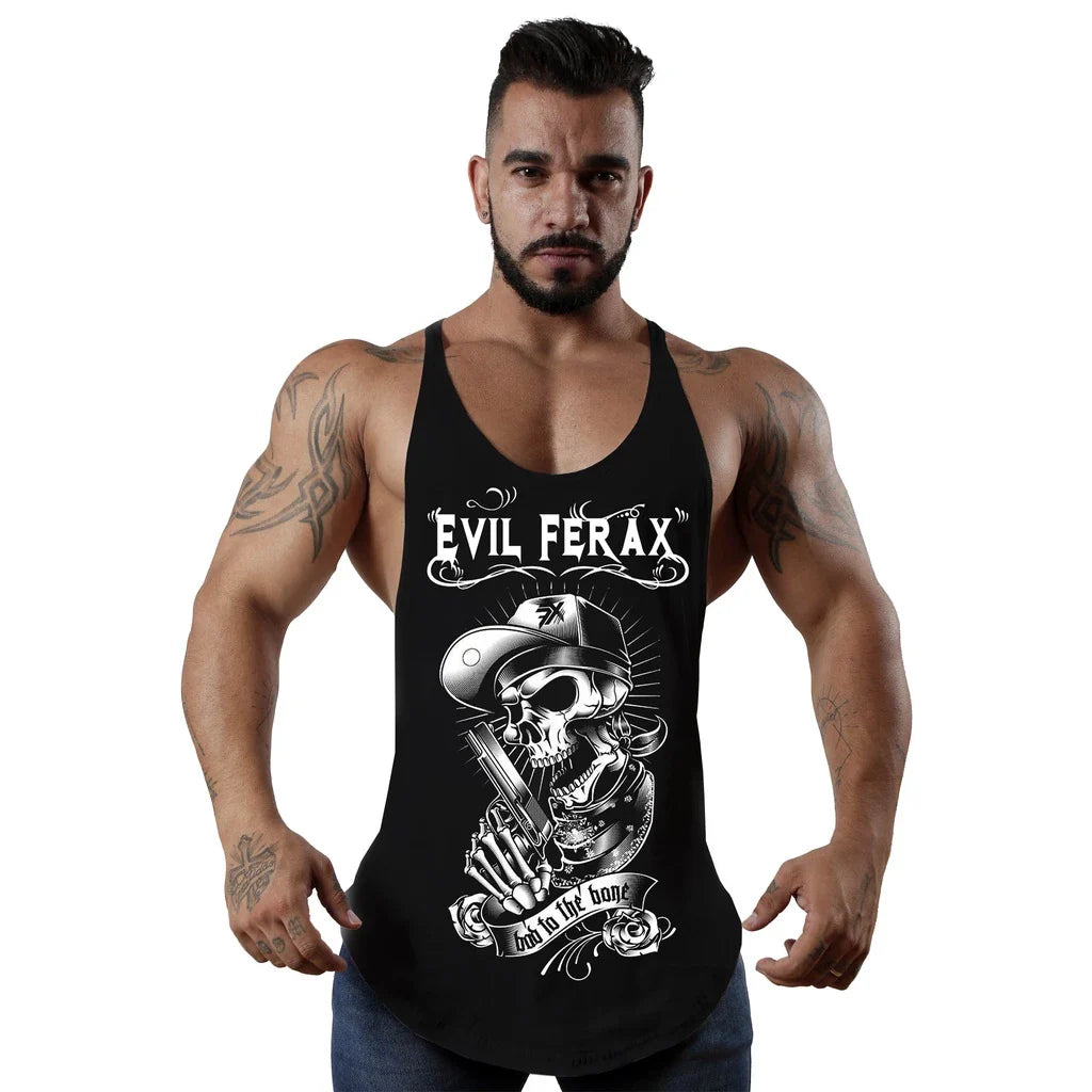 Camisa Regata Cavada skull Masculino Musculação