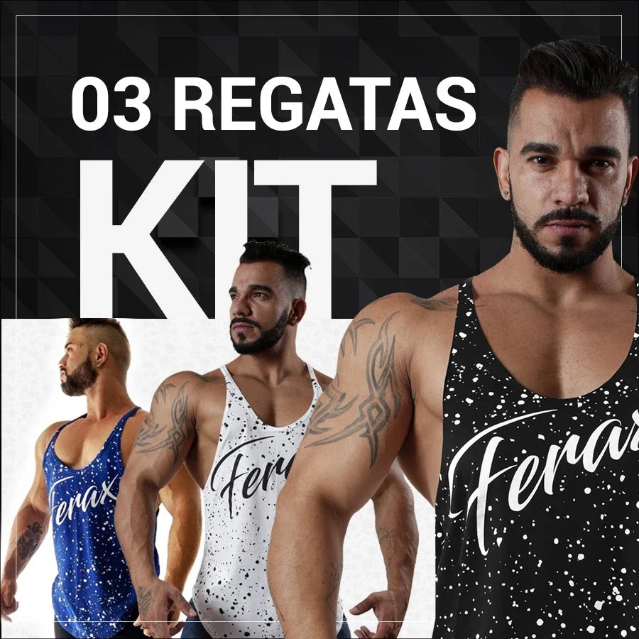 Promoção Kit 03 Regatas Cavadas Musculação